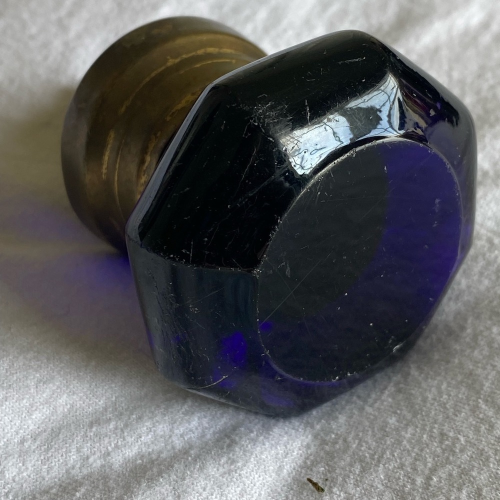 Antique Dark Purple Octagon Glass Doorknob